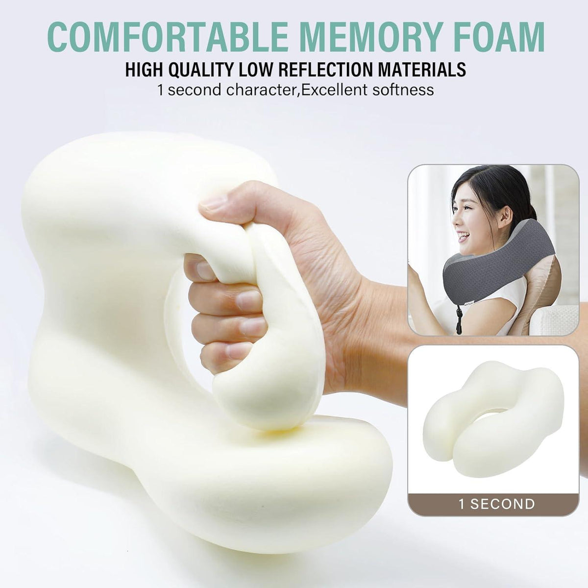 Reisekissen aus Memory Foam mit samtweichem Bezug, Dunkelgrau
