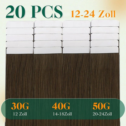 Braune Tape-in Haarverlängerung Echthaar 55cm #4