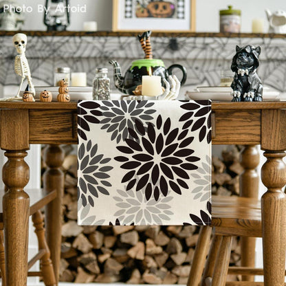 Tischläufer Schwarz Dahlie Blumen Halloween Herbst 40x140 cm