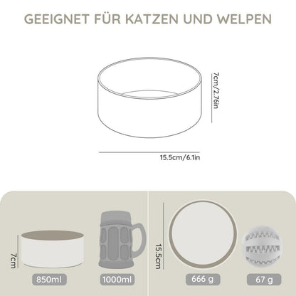 Keramik Hundenapf 850ml Grau – Stabil & Leicht zu Reinigen