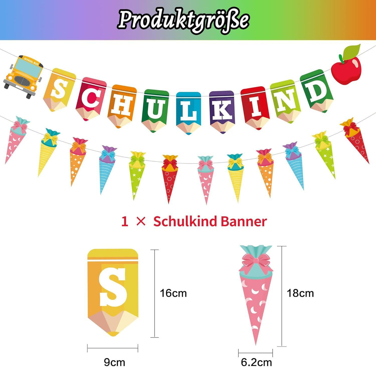 Schulanfang Deko Set Mädchen Junge Geschenk Luftballons Girlande