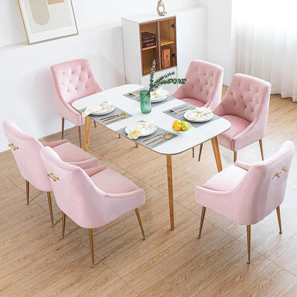 Samt Esszimmerstühle 6er Set – Modern & Komfortabel Rosa