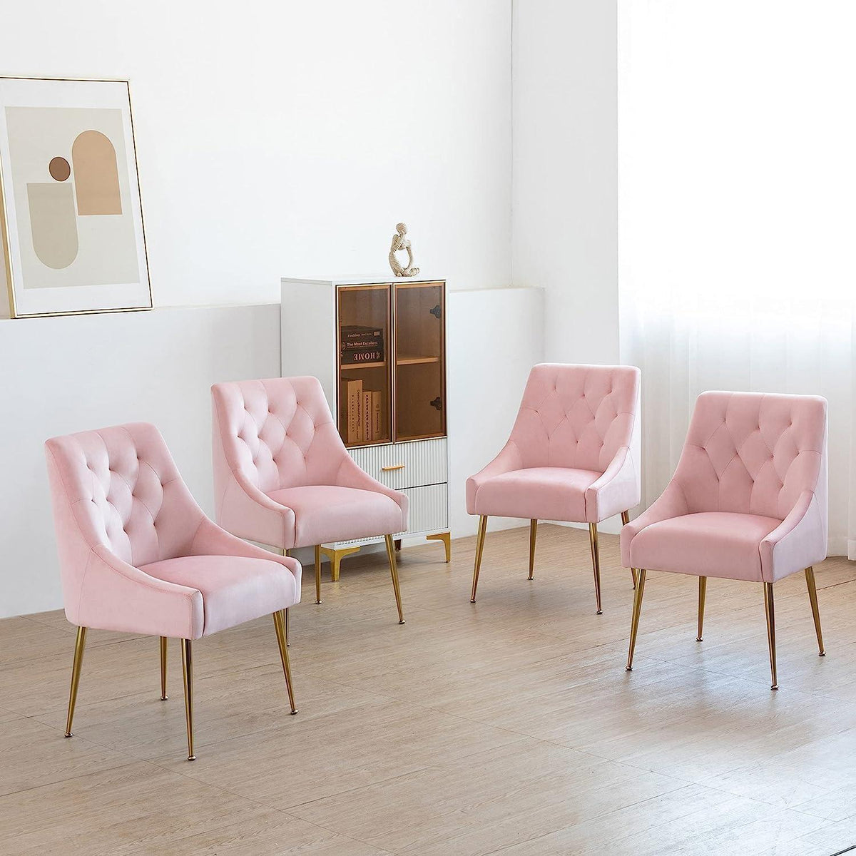 Samt Esszimmerstühle 2er Set – Modern & Rosa