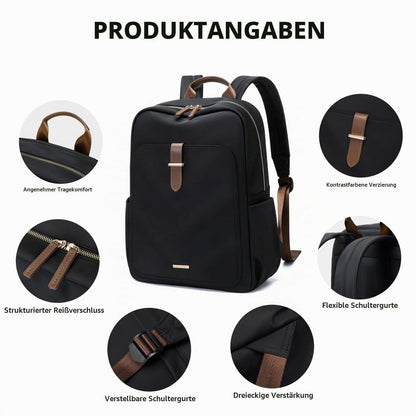 Laptop Rucksack 16 Zoll Damen & Herren – Elegante Schul- & Reisetasche Schwarz
