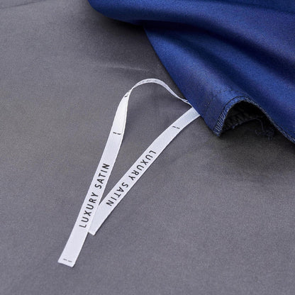 Satin Bettwäsche Set 135x200 Blau Dunkelgrau 4-teilig