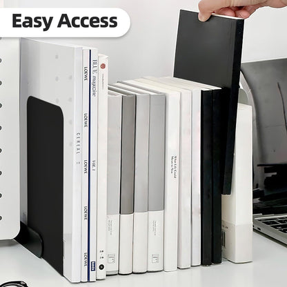 Qualsen Metall Buchstütze Set 3 Paare Schwarz, Bookends für Schule Büro Zuhause
