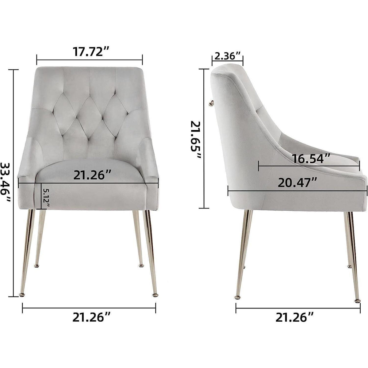 Samt Esszimmerstühle 2er Set – Modern & Bequem (Grau)