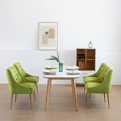 Samt Esszimmerstühle 4er Set – Modern & Bequem (Gelbgrün)
