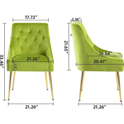 Samt Esszimmerstühle 4er Set – Modern & Bequem (Gelbgrün)