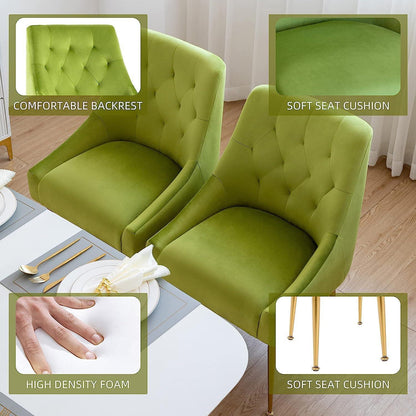 Samt Esszimmerstühle 2er Set – Modern & Bequem (Gelbgrün)