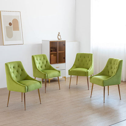 Samt Esszimmerstühle 2er Set – Modern & Bequem (Gelbgrün)