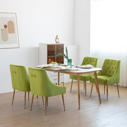 Samt Esszimmerstühle 2er Set – Modern & Bequem (Gelbgrün)