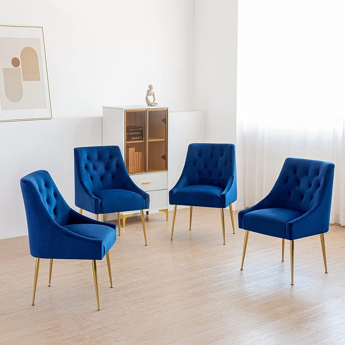 Samt Esszimmerstühle 2er Set – Modern & Bequem (Blau)