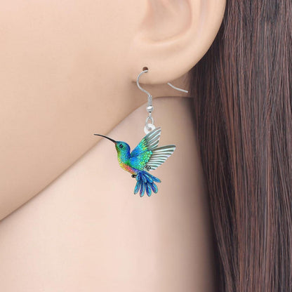Acryl Kolibri Ohrringe Damen - Zarte Vogel Ohrringe Geschenk