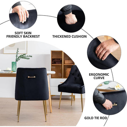 Samt Esszimmerstühle 4er Set Schwarz – Modern & Bequem