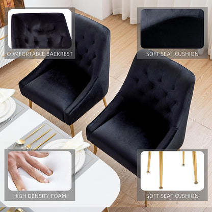 Samt Esszimmerstühle 4er Set Schwarz – Modern & Bequem