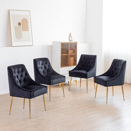 Samt Esszimmerstühle 4er Set Schwarz – Modern & Bequem