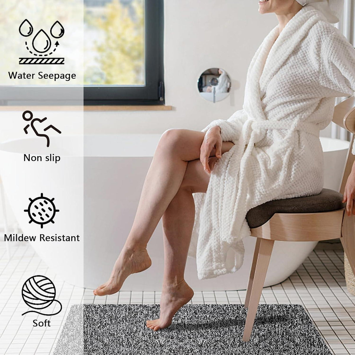 Rutschfeste Duschmatte 60x60 – Weiche Massage & Schnell Trocknend