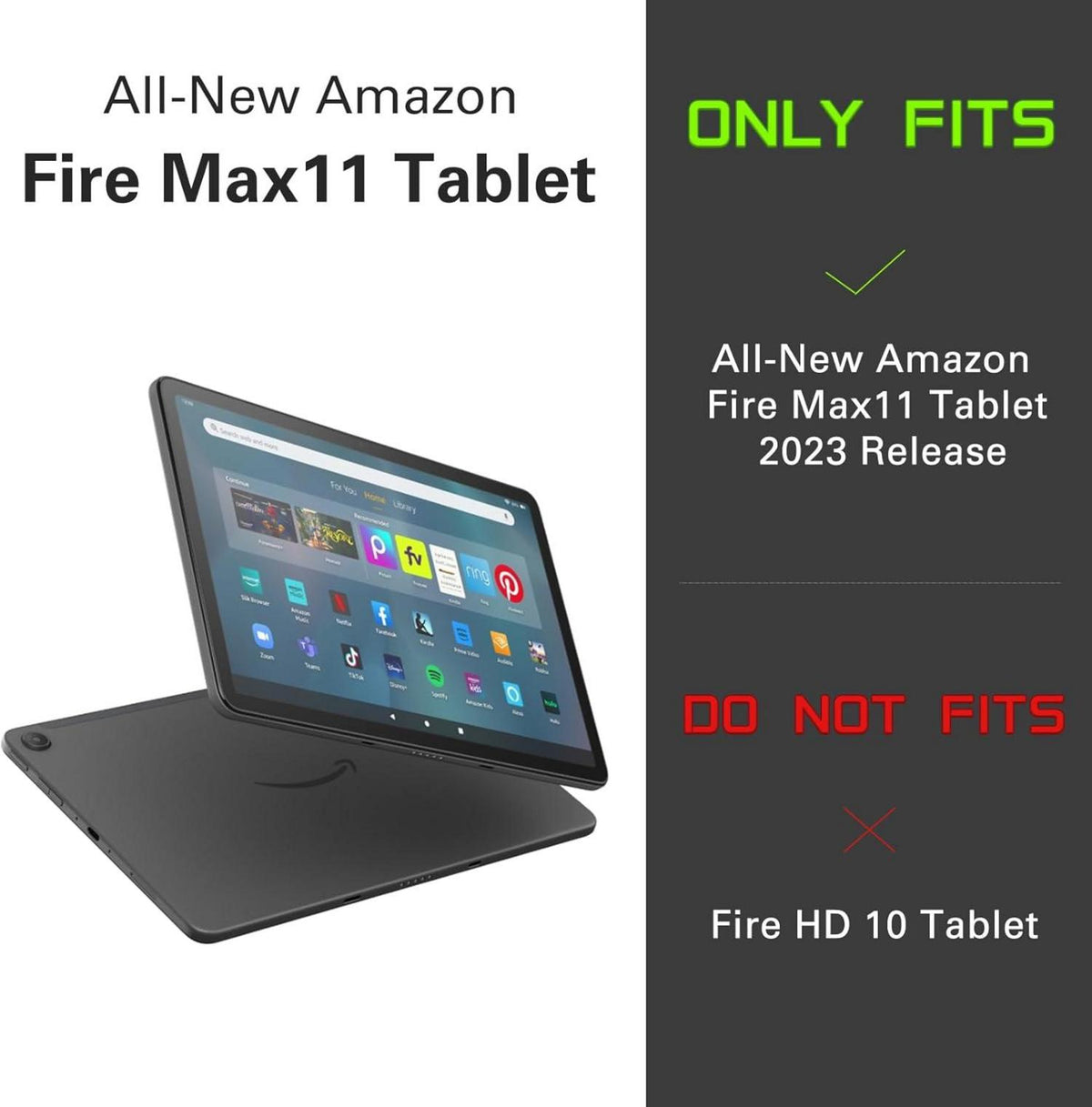 Fire Max 11 Tablet Hülle Schwarz Folio mit Stifthalter