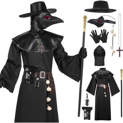 Herren Pestarzt Kostüm Set mit Maske und Zubehör XL