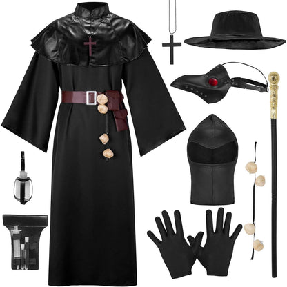 Herren Pestarzt Kostüm Set mit Maske und Zubehör XL