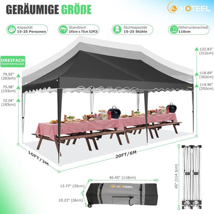 Faltpavillon 3x6 mit Seitenwänden – Wasserdicht & Stabil