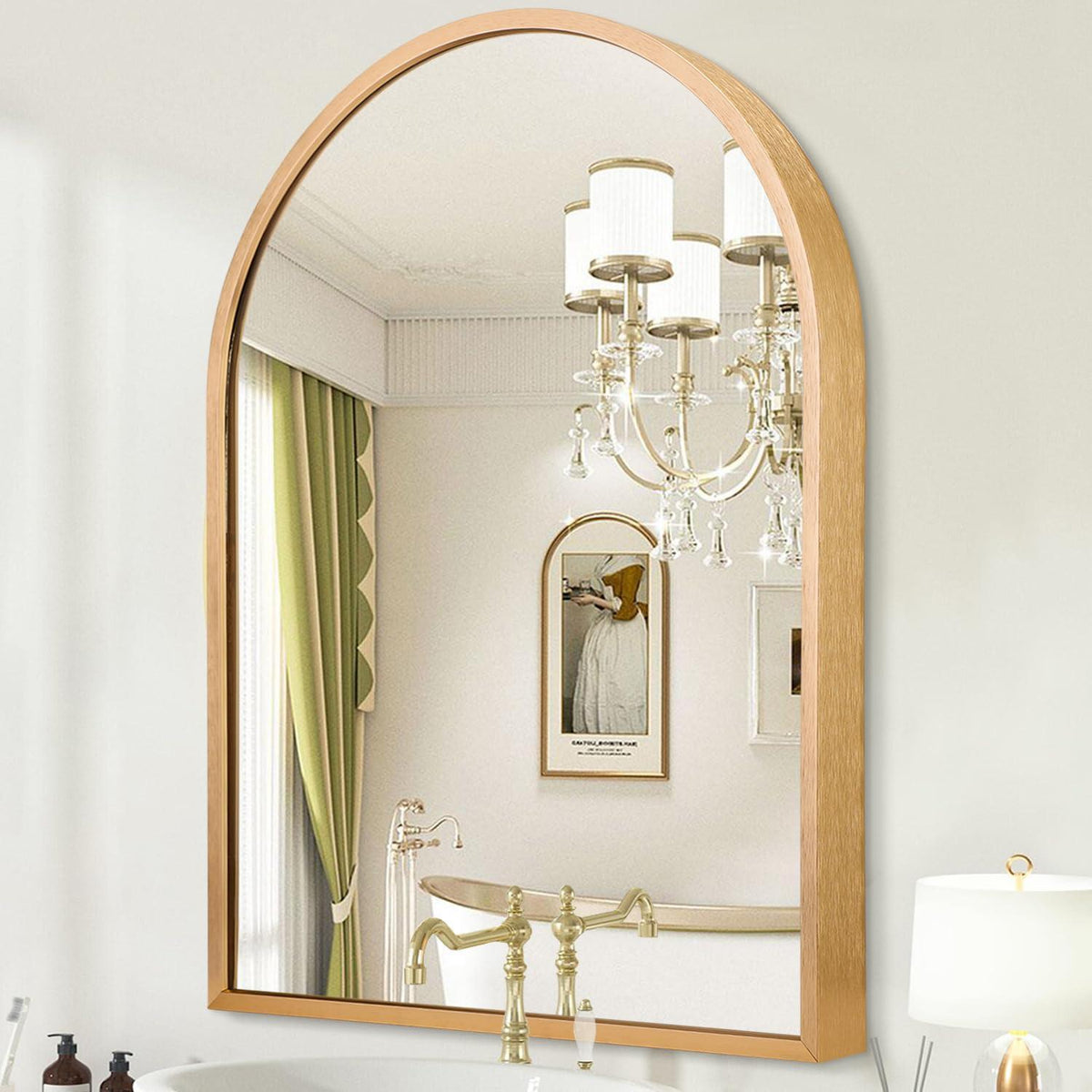 Gewölbter Wandspiegel Gold – 70x50cm, Elegantes Design