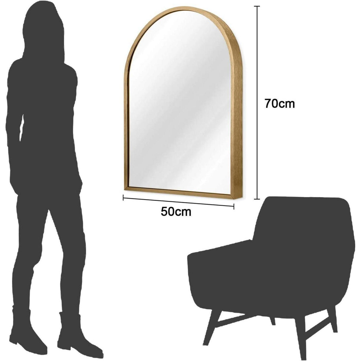 Gewölbter Wandspiegel Gold – 70x50cm, Elegantes Design