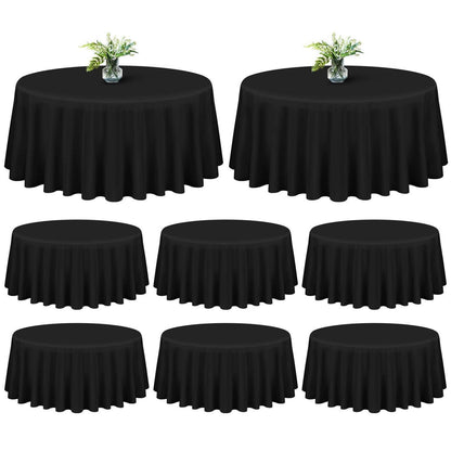 8x Schwarze Runde Tischdecken 229cm – Polyester, Waschbar