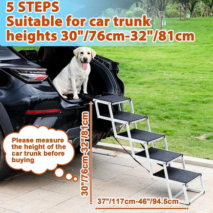 Hundetreppe Auto – 5 Stufen, Klappbar & Höhenverstellbar