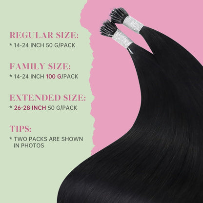 Echthaar Nano Extensions Schwarz 50 cm – Unsichtbar & Wiederverwendbar