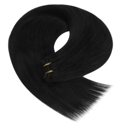 Echthaar Tressen Schwarz 50 cm – Glatte Weave Extensions