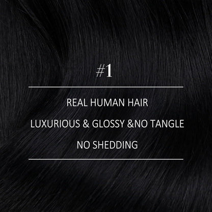 Echthaar Tressen Schwarz 45cm - 100g Weft Hair Extensions
