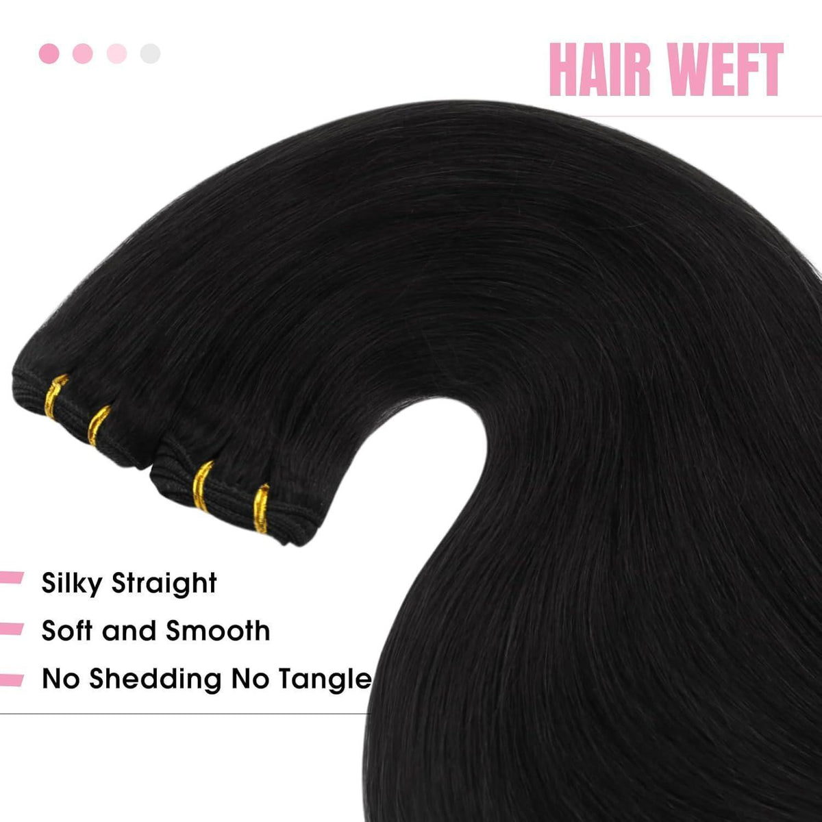 Echthaar Tressen Schwarz 45cm - 100g Weft Hair Extensions