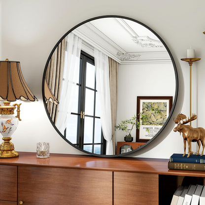 Runder Wandspiegel 80cm, Schwarz – Modern & Elegant für Bad/Wohnzimmer