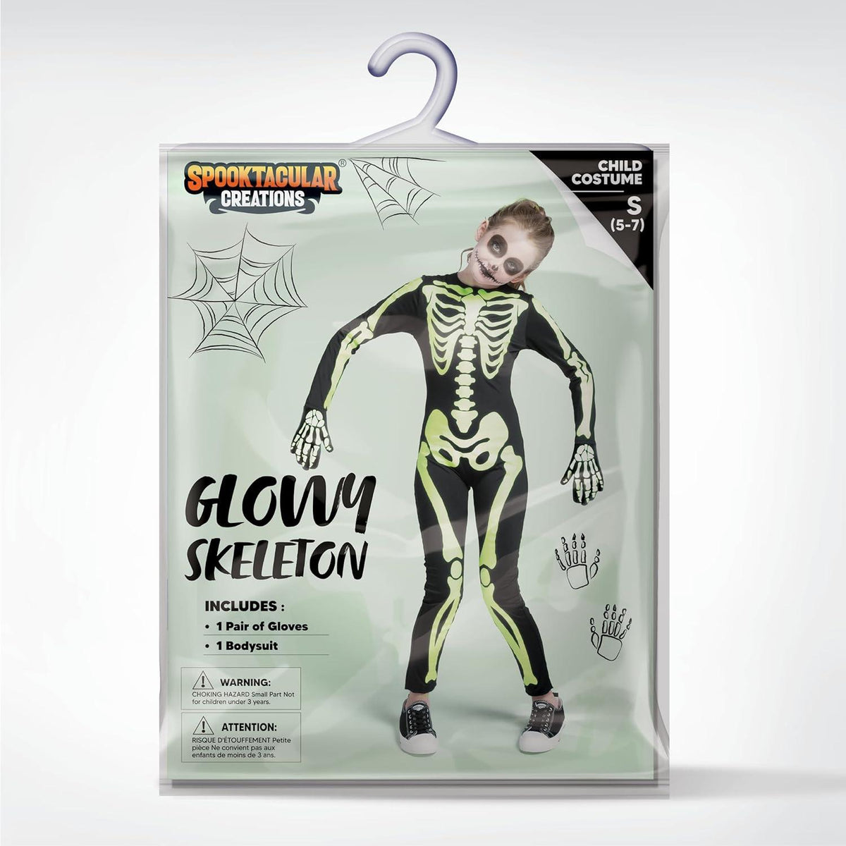 Kinder Glow-in-the-Dark Skelett-Kostüm Halloween Dress Up 3t Medium