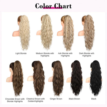 Long Beach Gewellte Pferdeschwanz Verlängerung – Aschblond mit Highlights