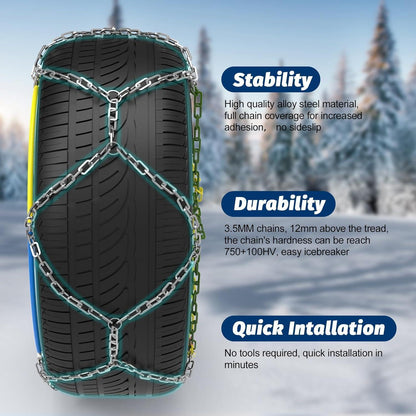 Schneeketten Stahl 12mm – Set für Auto (Größe 130)