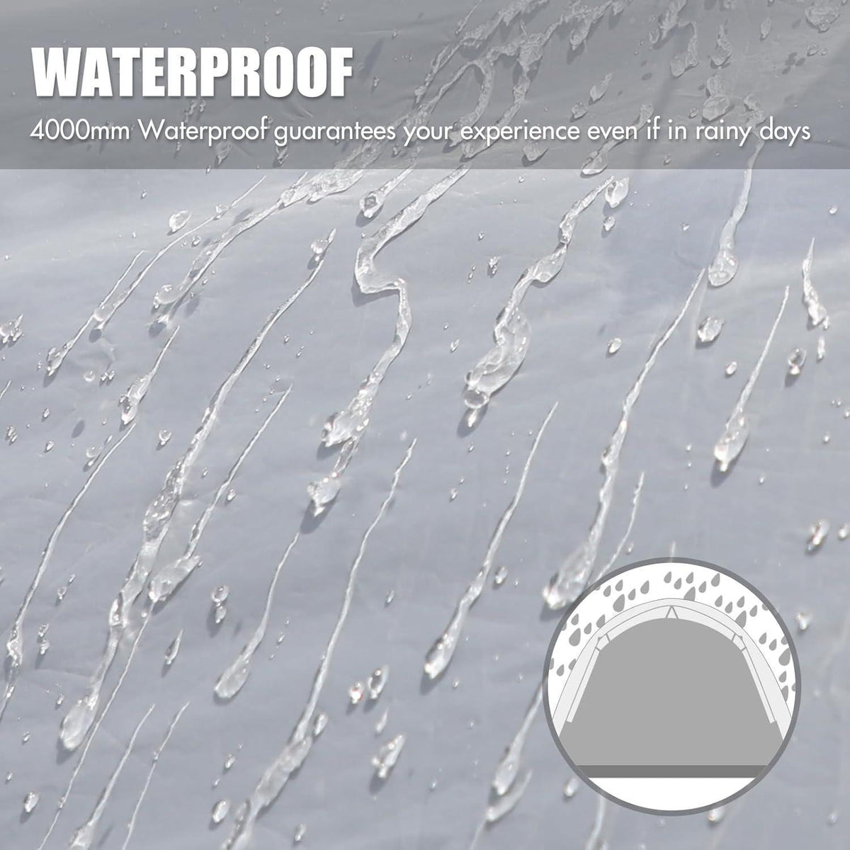 Kuppelzelt 3-4 Personen wasserdicht 4000mm mit Vorzelt grau
