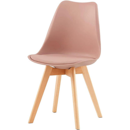 Runder Esstisch Schwarz mit 4 Rosa Stühlen – Skandinavisch & Modern