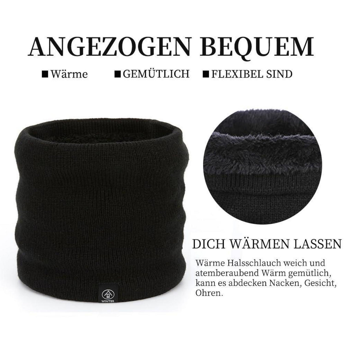 Fleece Schlauchtuch Herren Damen - Winddichter Winter Halsschal