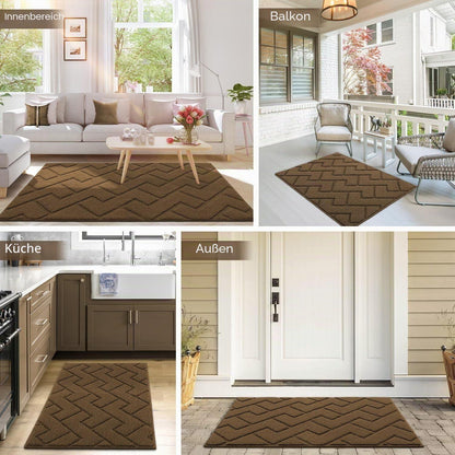 Fußmatte rutschfest waschbar – Schmutzfangmatte für Innen & Außen 119x180cm Braun