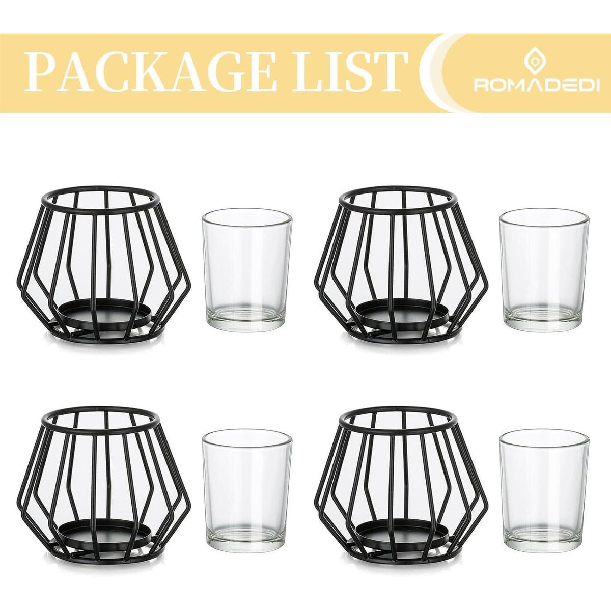 Teelichthalter Metall Schwarz 4er Set Geometrisch Modern