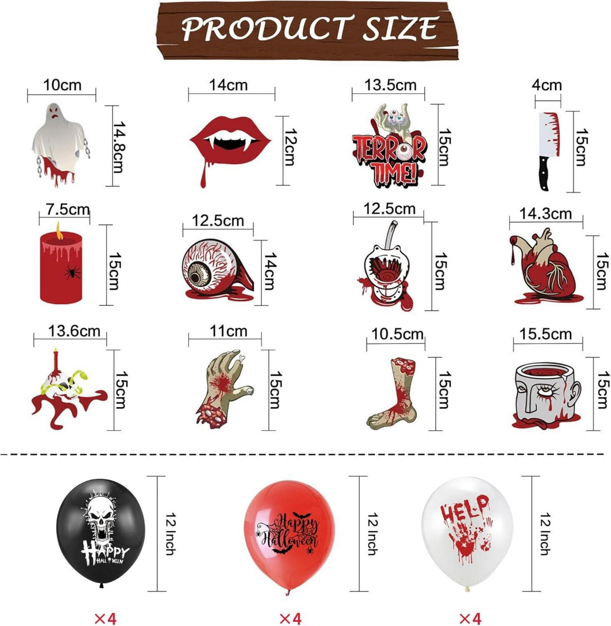 Halloween Party Deko Set Indoor Outdoor Gruselige Girlande Luftballons Banner
