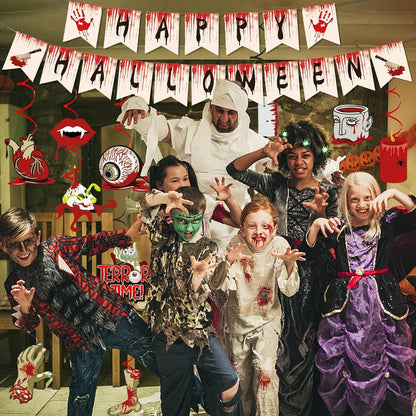 Halloween Party Deko Set Luftballons Girlande Banner Kostüm Grusel Indoor