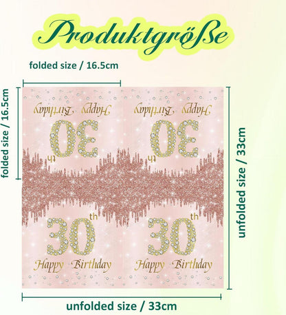 Roségold Diamant Servietten Geburtstag Happy Birthday 80