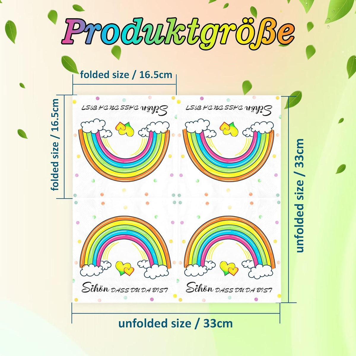 Regenbogen Servietten Geburtstag Deko 60Stück 3-lagig