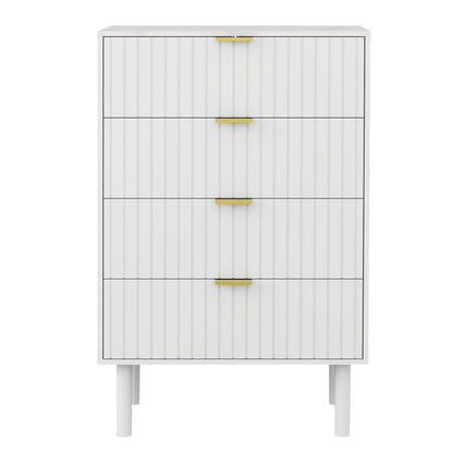 Moderne Kommode mit 4 Schubladen, Weiß, 60cm breit