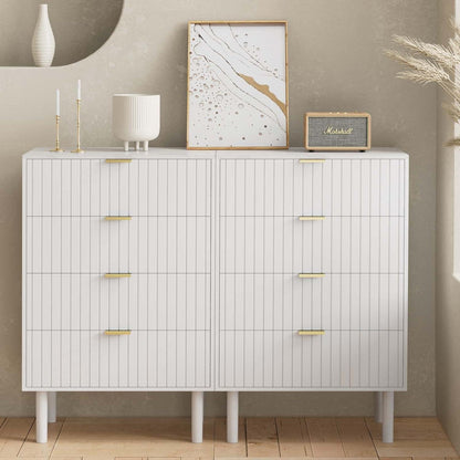Moderne Kommode mit 4 Schubladen, Weiß, 60cm breit