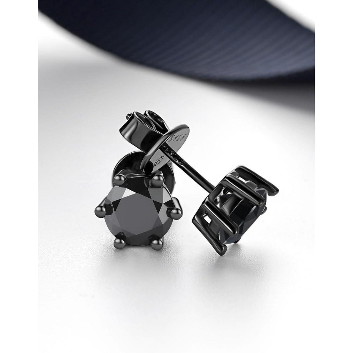 Schwarze Moissanite Ohrstecker 1 Karat 925 Sterling Silber Geschenk
